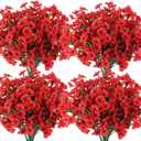 Hananona 28 Bundles Artificial Flowers Outdoor Red Fake Flowers UV Resistant No Fade Faux Outdoor Plants Garden Porch Window Box Decorating (28, Red)