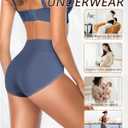 UMMISS Cotton Underwear for Womens High Waisted Slight Tummy Control High Cut Panties Full Coverage Ladies Briefs 5 Pack (M)