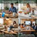 German Technology Motorized Pop Up Outlet for Countertop 15W Fast Wireless Charger, Countertop Electrical Outlet with 6 AC Outlets & 4 USB Ports (20W PD), APP Remote Control,Free 4.92 inch Hole Saw