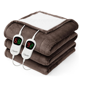Homemate Electric Heated Blanket Queen - 84"x90" Heating Bed Blankets Throw with 10 Heating Levels 8 Hours Auto Off Fast Heating Over-Heated Protection Ultra Soft Warm Flannel ETL Certified Brown