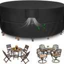 Round Patio Furniture Set Cover, Patio Table Cover Waterproof, Heavy Duty Outdoor Table and Chair Set Cover, Outdoor Furniture Covers for Patio Furniture, 84"Dia x 28"H, Black