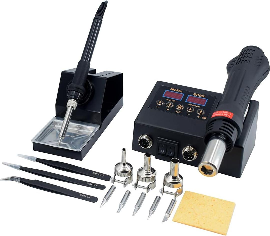 MeFix 8898 Portable 2 in 1 Soldering Iron Station SMD Hot Air Rework Station