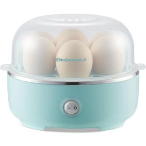 Elite Gourmet EGC115M Easy Egg Cooker Electric 7-Egg Capacity, Soft, Medium, Hard-Boiled Egg Cooker with Auto Shut-Off, Measuring Cup Included, BPA Free, Retro Mint