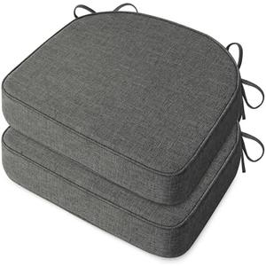 MineCozy Chair Cushions for Dining Chairs 2.5" Thickened Indoor Kitchen Seat Cushions Set of 2 Non Slip Seat Pad with Washable Cover and Ties (17" x16", Dark Grey)