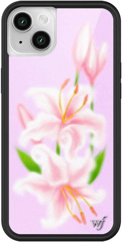 Wildflower Cases - Compatible with iPhone 13/14 | Protective Black Bumper, 6.5ft Drop Test Certified, Women Owned Small Business | Floral Nature Pink Green Dainty Trendy Cute | Sweet Lily