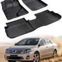 DiffCar for Toyota Corolla Floor Mats 2009-2013 (Only Fit Sedan), for Toyota Matrix Accessories, for Pontiac Vibe 2009 2010 All Weather Floor Mats Rubber Car Liner Full Set for Corolla TPE Black Rug