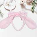 Anime Plush Ears Headband Furry Bunny Ears Halloween Adults Costume Cosplay Fits for Women 18+ (Pink) (Pink)