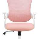 Office Chair, Ergonomic Desk Armchairs with Adjustable Lumbar Support and Flip up Armrest, High Back Rolling Mesh Taskchair with Swive for Home, Gaming, Pink