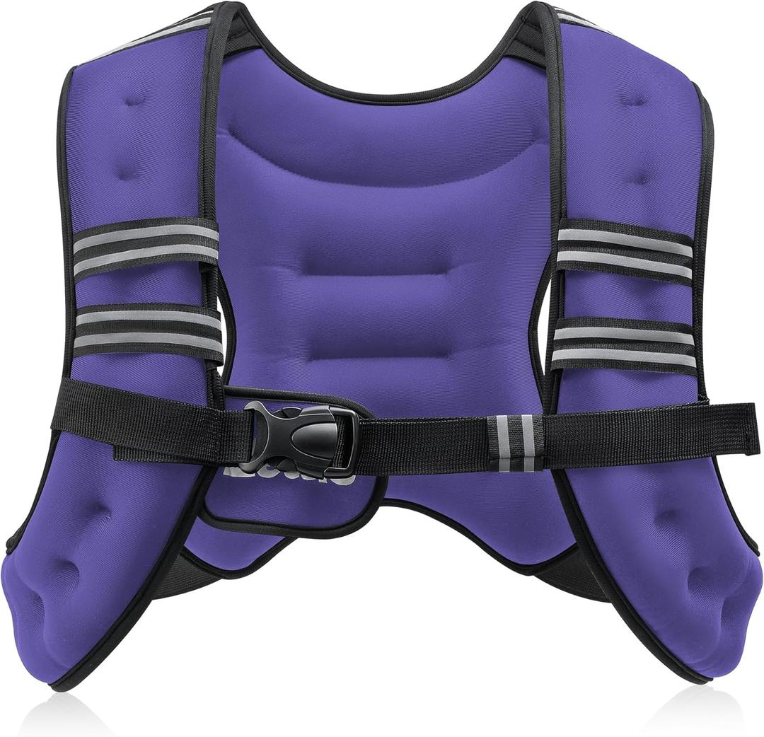 ZELUS Weighted Vest, 12lb Weight Vest with Reflective Stripe for Workout, Strength Training, Running, Fitness, Muscle Building, Weight Loss, Weightlifting (Violet)