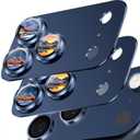 SiHPuoy 2 Pack Camera Lens Protector for iPhone 17 Pro Max Accessories, Metal Aluminum Alloy Tempered Glass Camera Protector, [Military Grade Shatterproof] [Case Friendly]-Blue