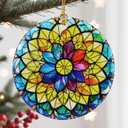 5 x Christmas Ornaments, Ceramic-Style Christmas Decorations, Xmas Tree Ornaments, Heirloom Keepsakes, Holiday Dcor, Holiday Presents, Unique Xmas Gifts, Gift Exchange, Gift Idea - Rainbow Mandala
