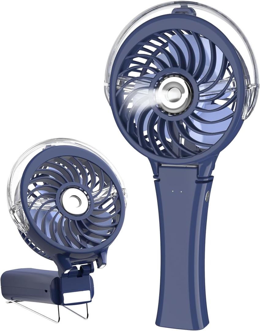 HandFan Upgraded Portable Handheld Misting Fan, Rechargeable Personal Mister Fan, Spray Water Mist Fans, Foldable Mini Cooling Hand Fans for Summer Beach Travel Concerts, Gifts for Women(Royal Blue)