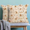 Fall Decor Pillow Covers 18x18 Pack of 2 Burnt Orange Pumpkin Throw Pillow Cover Outdoor Decoration,Autumn Thanksgiving Pumpkin Pillowcase Farmhouse Linen Decorative Cushion Case for Couch sofa
