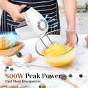 5-Speed Electric Hand Mixer, 800W Handheld Mixer with Turbo for Baking & Cooking, Kitchen Food Mixer with Storage Case & 6 Stainless Steel Attachments (2 Beaters, 2 Dough Hooks, 2 Whisks)-White