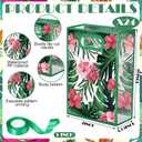 Geyoga 24 Pcs Hawaii Aloha Gift Bags for Party Favors Clear Reusable PVC Treat Goodie Bags with Handles and Ribbon for Baby Shower Birthday Wedding Supplies Decors, 7x10x3.15 Inch