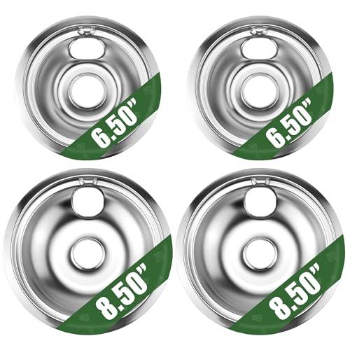 Silver G-E Electric Stove Drip Pans GE68C G-E Range Drip Pans Bowls-4 Packs 2 X 6" and 2 X 8", Burner Drip Pans Compatible for G-E Stove Drip Pans and Hot-Point etc Electric Ranges by MIFLUS