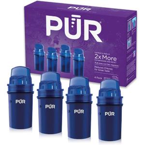 3 x PUR Water Pitcher & Dispenser Replacement Filter 4-Pack, Genuine PUR Water Filter, 2-in-1 Powerful and Faster Filtration, 8-Month Value, Blue (PPF900Z4)