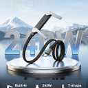 240W USB C to USB C Ultra Fast Charging Cable with Invisible Stand Flat Phone Charger 90 Degree Right Angle Plug T Shaped Foldable Stand Multi Functional Cord Black 4.9 Ft