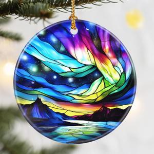 Christmas Ornaments, Dodosky 2.8in Ceramic Ornament, Xmas Decor, Christmas Tree Ornaments, Xmas Decorations for Tree, Holiday Ornament, Gift Ideas, Gifts for Women Men Mom Grandma - Aurora Borealis