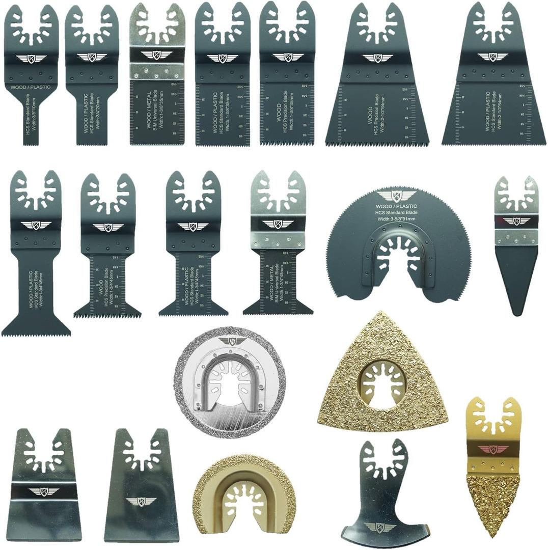 20 x TopsTools FAK20CD Fast Fit OMT Mix Blades for Dewalt Bosch Fein (Non-StarLock) Makita Milwaukee Craftsman Chicago Ryobi Rockwell (HyperLock) Porter Cable Multi Tool Accessories