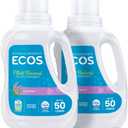 ECOS Laundry Detergent Liquid, 100 Loads - Dermatologist Tested Laundry Soap - Hypoallergenic, EPA Safer Choice Certified, Plant-Powered - Lavender, 50 Fl Oz (Pack of 2)