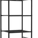 Storage Shelves Organizer - 5 Tier Metal Shelf Organizer with Metal Wheels and Adjustable Leveling Feet, Heavy Duty Garage Shelving for Kitchen, Pantry and Closet, 18.1"x12.6"x58.7", Black