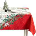 Maison d' Hermine Table Cloth Rectangle Table 100% Cotton 70 x 90 Inches Fall Tablecloth Reusable Everyday Use for Thanksgiving Christmas Decorations Dining Farmhouse Party (Noel)