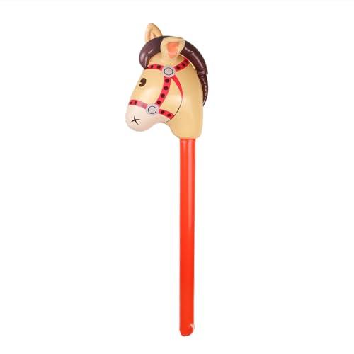 Inflatable Stick Horse Inflatable Horse Head Stick Balloon Funny Stick Horse Toy for Kids Inflatable Horse on a Stick for Birthday Cowboy Party Supplies(37 Inch Brown)