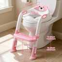 Potty Training Seat with Step Stool Ladder, Toddler Toilet Seat for Boys Girls, Adjustable 6 Heights Fits Round & Elongated Toilets, Anti-Slip Pads & Leak-Proof Guard