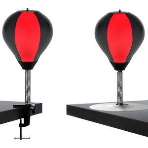 GLACIAL Stress Relief Desktop Punching Bag I Comes with Desk Clamp and Extra Strong Suction Cup (Black-Red)