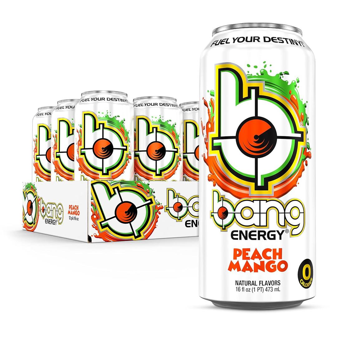 Bang Energy Peach Mango, Sugar-Free Energy Drink, 16-Ounce | Pack Of 12, BB Date 11/06/2026