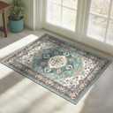 LHGB 2x3 Washable Entry Area Rug Non-Slip Floor Mat, Low Pile Moroccan Boho Neutral Vintage Rugs Machine Washable, Carpet for Entryway Entrance Bathroom Kitchen Bedroom(2x3,Grey)