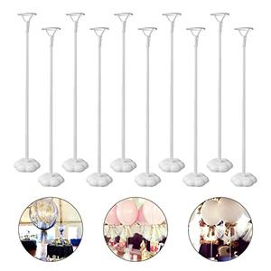 Sakolla 10 Sets Balloon Stick Stand, Holder with Base for Table Desktop Centerpiece, Birthday Party, Wedding, Baby Shower and Anniversary Decoration (15.7 inch White)