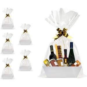 funsky Basket For Gifts Empty, 5 Pk White Empty Gift Baskets To Fill, Sturdy Cardboard Tray With Handles, Large Gift Baskets Empty Bulk For Beautiful Gifts, Christmas, Easter, Bridesmaid, Wedding