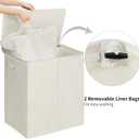 WOWLIVE 180L Double Laundry Hamper with Lid and Removable Laundry Bags, Large Dirty Clothes Hamper 2 section Collapsible Laundry Basket Dorm Room Storage for Bedroom, Bathroom, College,Beige