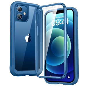 Diaclara Designed for iPhone 12/12 Pro Case, Full Body Rugged with Built-in Touch Sensitive Anti-Scratch Screen Protector, Soft TPU Bumper Case for iPhone 12/12 Pro 6.1" (Blue)