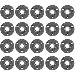 Niubid 20 Pack 1/2 inches Malleable Cast Iron Pipe Flange, Industrial Pipe Flanges for Threaded Black Pipes and Fittings, DIY Steampunk Industrial Vintage Style.