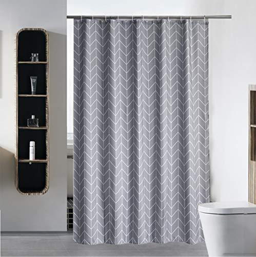 S·Lattye Luxury Shower Curtain Liner for Bathroom Water Repellent Fabric Washable Cloth (Hotel Quality, Friendly, Heavy Weight Hem) with White Plastic Hooks - 40" x 72", Gray Arrow