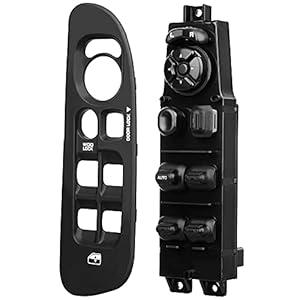 BASIKER Master Power Window Switch and Bezel, Driver Side Window Switch Bezel Replacement for 2002-2010 Dodge Ram 1500/ 2500/ 3500, Black