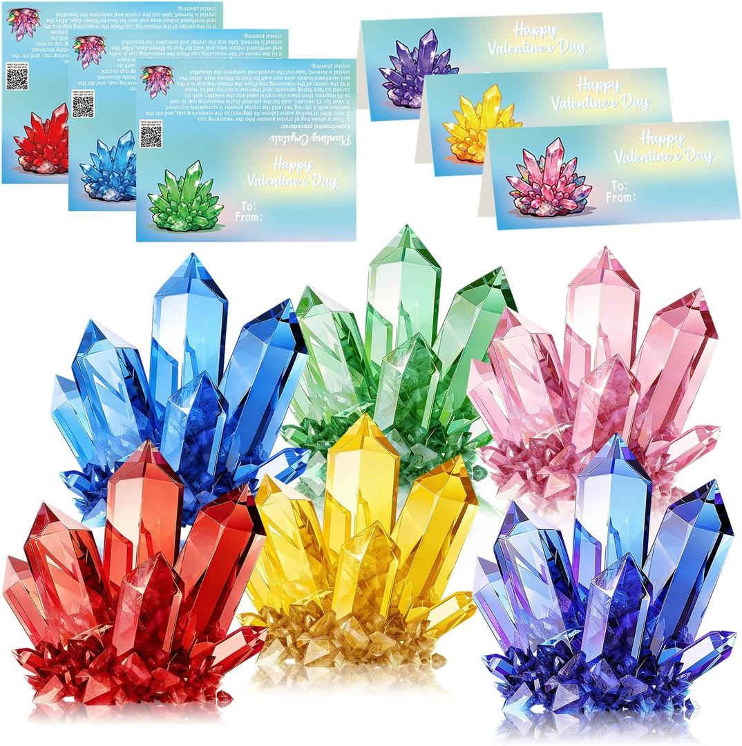 Valentine's Day Gifts Party Favor 24 Pack Science Experiment Kit Planting Crystal with Cards for Kids School Gifts Exchange Classroom Stuffers for Boys and Girls