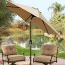 Blissun 7.5 ft Patio Umbrella, Yard Umbrella, Outdoor Market Umbrella with Push Button Tilt Crank (Tan)