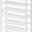 YATINEY 12-Tier Tall Shoe Rack Organizer, Wooden Shoe Storage for Closet Holds 48 Pairs, Sturdy Shoe Shelf with X-Shaped Metal Support, for Entryway, Bedroom, White SS212WW