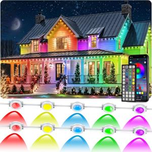 CETELUMA 300FT Permanent Outdoor RGB Lights, IP67 Waterproof Smart Eave Lighting, with App/Remote Control Eaves Light, DIY LED Scenes Modes for House Roof Decor,Party (300FT)