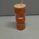 Pandaloo® Glass Cups With Lids and Straws -20 Fl Oz- Perfect Size Iced Coffee Cup - Smoothie Cup With Bamboo Lid and On the go Lid - Glass Tumbler With Straw (1 Count (Pack of 1), Autumn Gold)