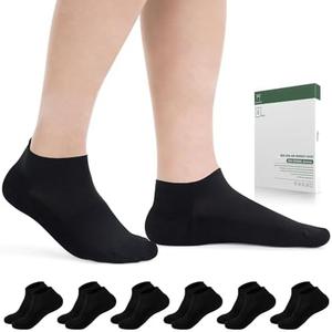 Bulinlulu Diabetic Socks for Men Women,6 Pairs Low Cut Non Binding Diabetic Ankle Seamless Socks for Men 6-9 9-12(Black-Large)