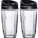 24 oz Blender Cups with Sip & Seal Lid, 2-Pack Compatible Replacement for Personal Blenders BPA-Free, Leak-Proof, Portable Smoothie Shake Travel Bottles