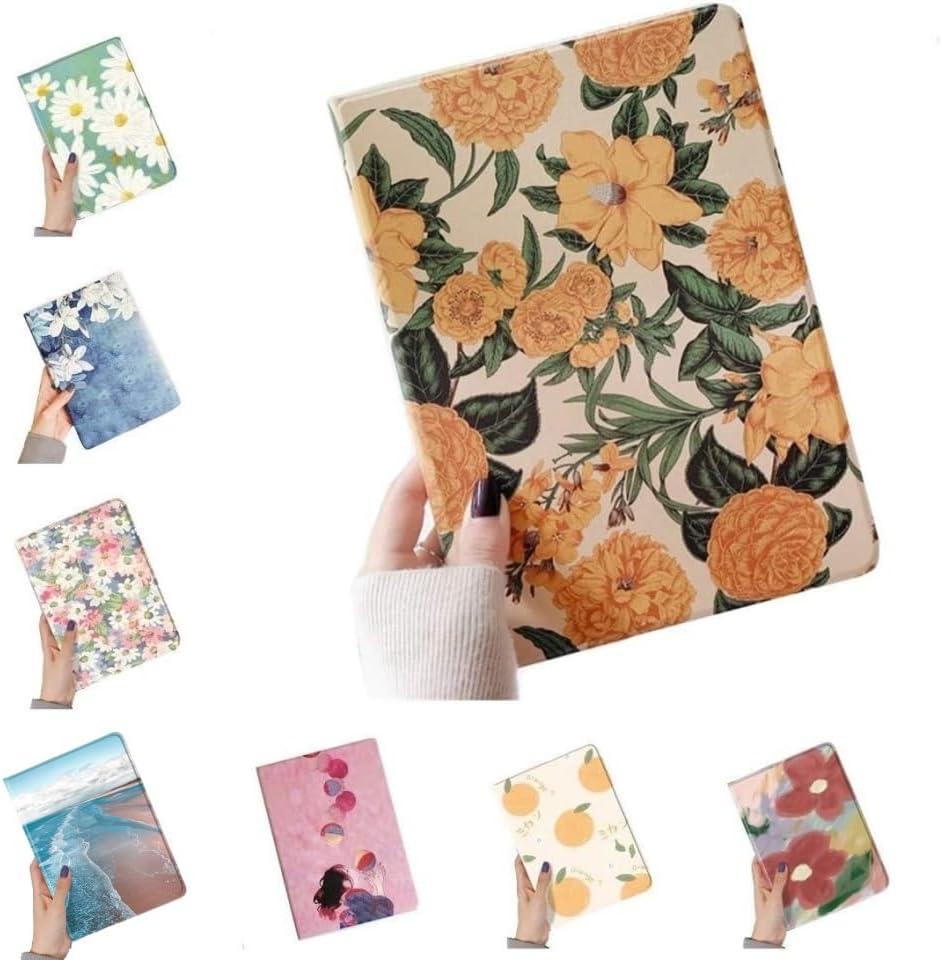 Floral Case for iPad 9th Generation 8th 7th Gen 10.2 inch Case Flower Pattern Cute Slim Leather Folio Smart Cover with Pencil Holder Auto Sleep/Wake, Color A