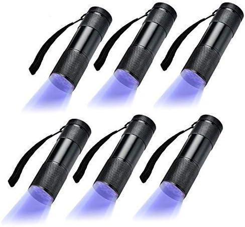 2 x 6 Pack UV Blacklight 9 LED Flashlight Torch Light Outdoors Etc (6 Pack)