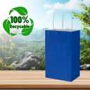 100 Pack 5.25x3.25x8.25 Inch Small Royal Blue Kraft Paper Bags with Handles Bulk, Toovip Gift Wrap Bags for Favor Grocery Retail Party Birthday Shopping Business Goody Craft Merchandise Take Out Sacks