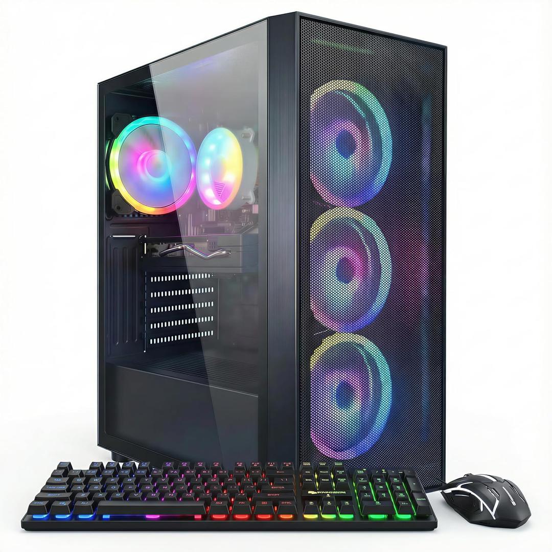 STGAubron Gaming PC Computer Desktop, Radeon RX 580 8G, Intel Core I7 8th up to 4.10 GHz, 16G DDR4, 512G SSD, WiFi 6 & BT 5.2, RGB Fan x4, Windows 11 Home